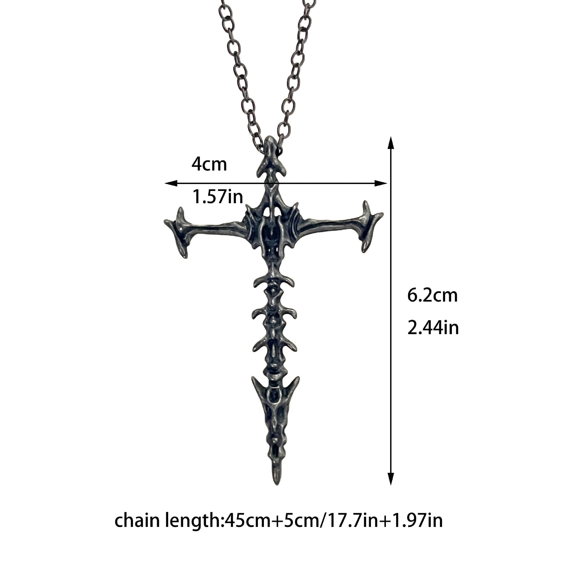 Wholesale Personalized Chiropractic Cross Necklace Couple's Hollow Retro Bones Dark Pendant Stereo Double-Sided Punk Necklace