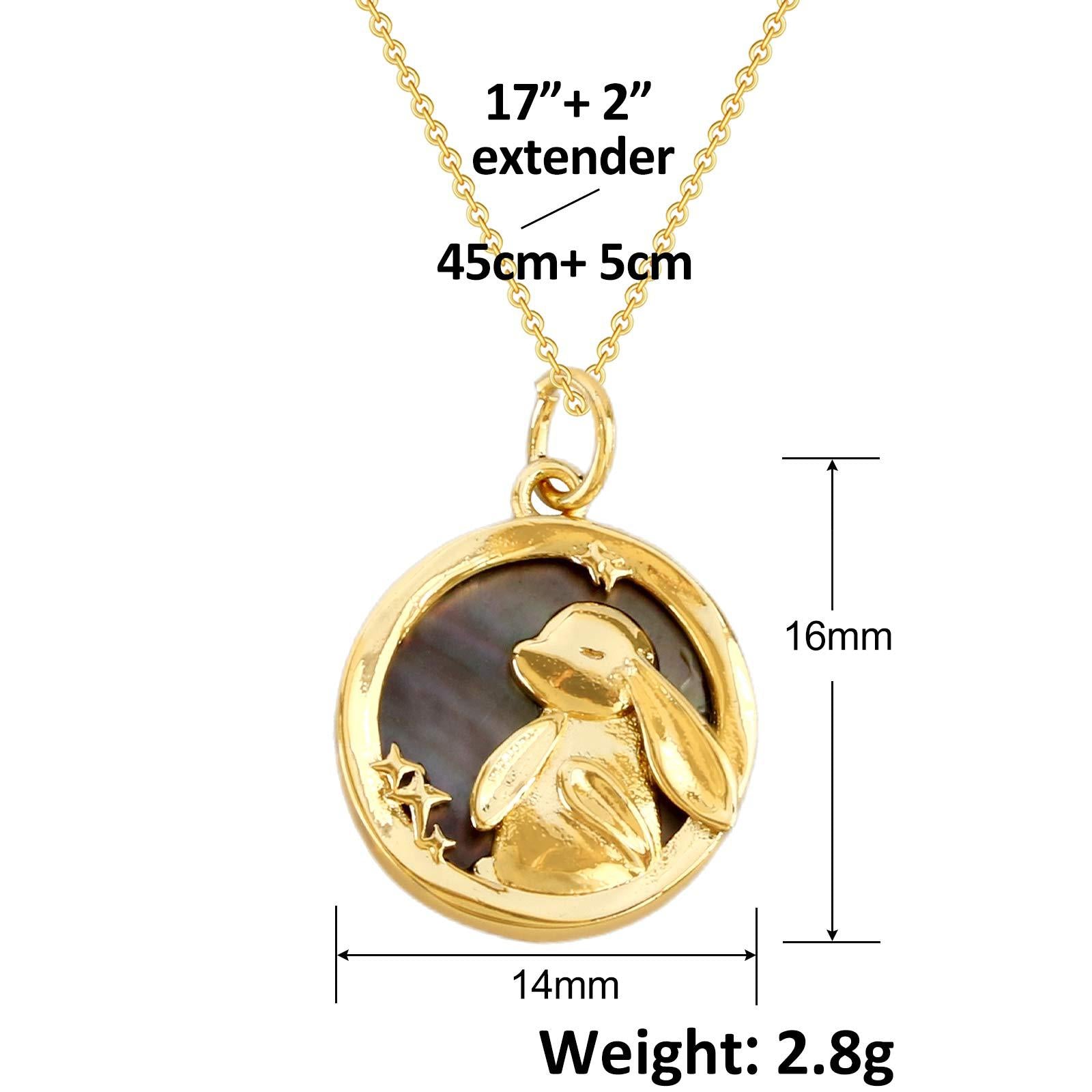 Wholesale Rabbit Unicorn Castle Pendant Necklace Christmas Theme 18K Gold Plated Copper Gift Boutique Resale