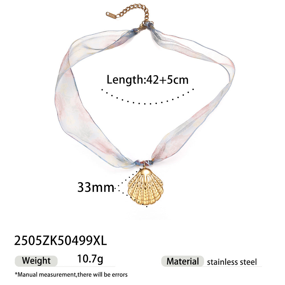 Wholesale Tina European and American Stainless Steel Pendant Necklace Sweet Cool Sexy Style Silk f Braided Colorful Necklace Clavicle Chain Necklace Jewelry