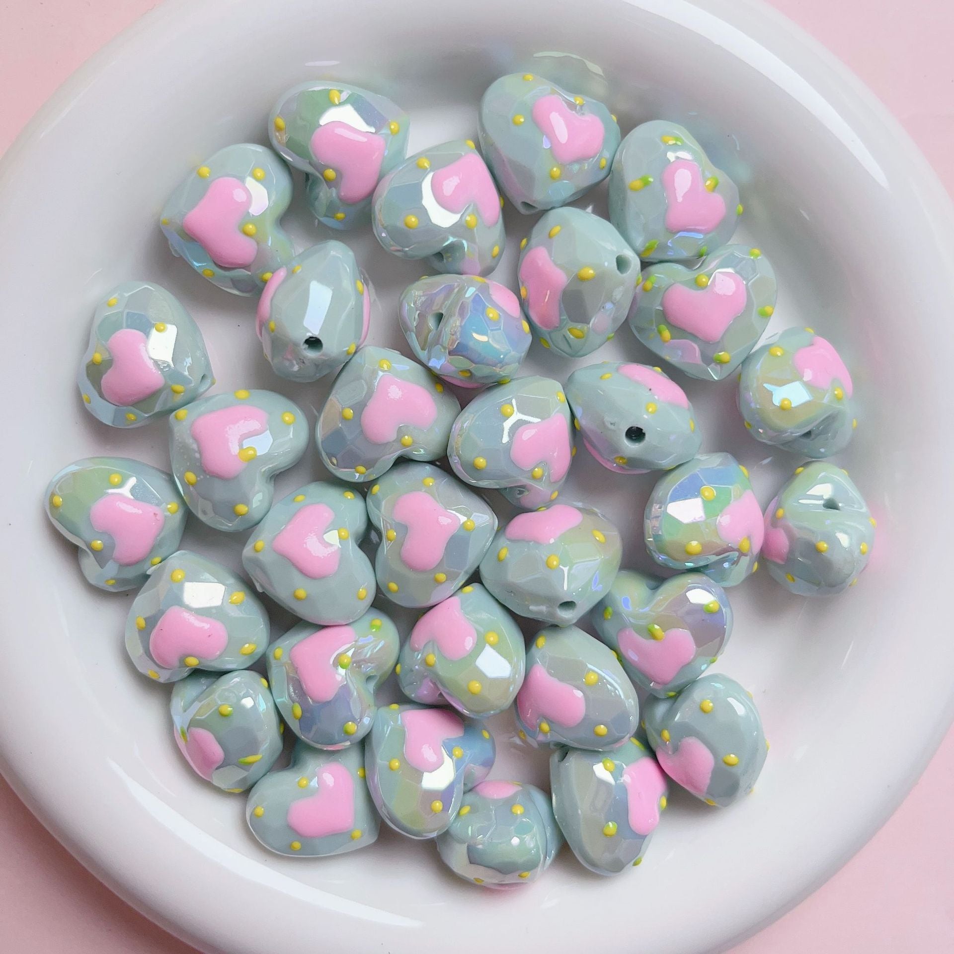 Wholesale Hand Painted Faceted Love Acrylic Beads