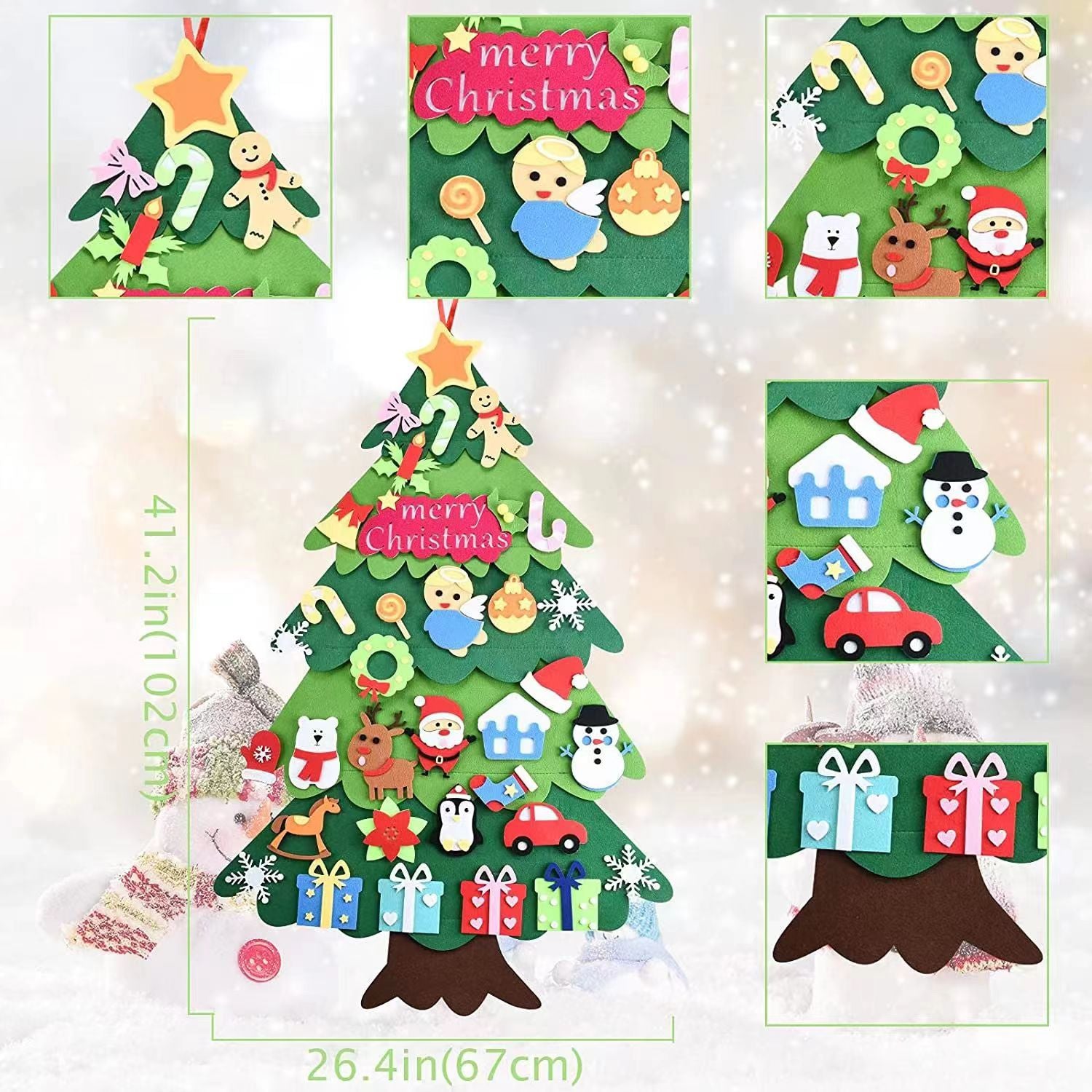 Wholesale 5pcs Felt Christmas Tree Christmas Ornaments Children' s DIY Felt Cloth Christmas Tree Christmas Children' s Ornaments