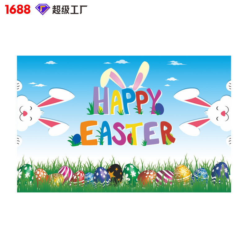 Wholesale Easter Decorations Egg Bunny Flag Background Cloth