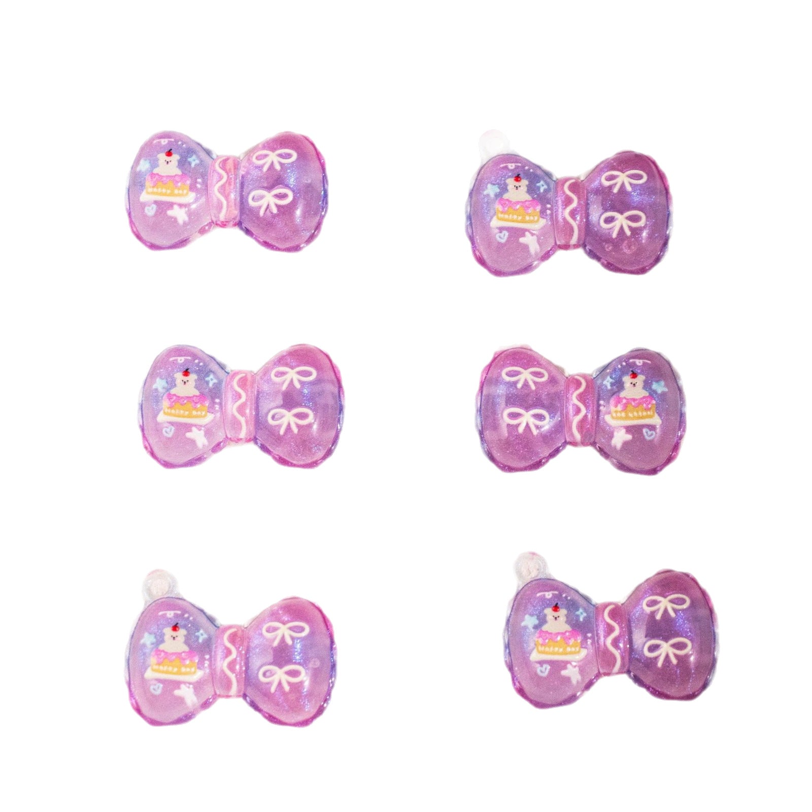 Wholesale 10pcs Gradient printed bow with perforations and beads OLY Exclusive