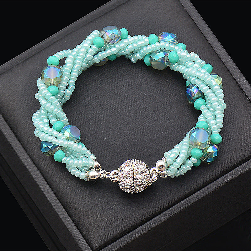 Wholesale Rhinestone Magnetic Clasp Multicolor Crystal Beads Bracelet Necklace