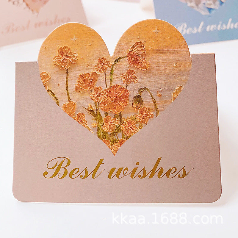 Wholesale of 10pcs/pack Mother's Day Love 3D Oil Painting Flowers Paper Greeting Cards