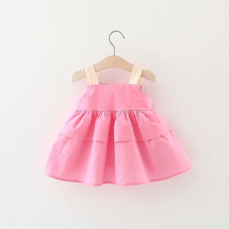 Wholesale Korean Style Summer Baby Girl Suspender Dress Chic Cotton Cake Dress For Toddler Gift Ready