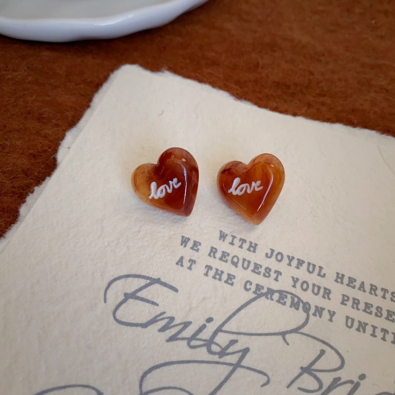 Wholesale Autumn Rich Retro Warm Coffee Color High-end Design Amber Brown Geometric Earrings