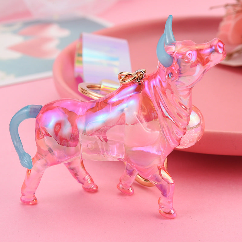 Wholesale acrylic colorful zodiac cow doll machine pendant car keychain