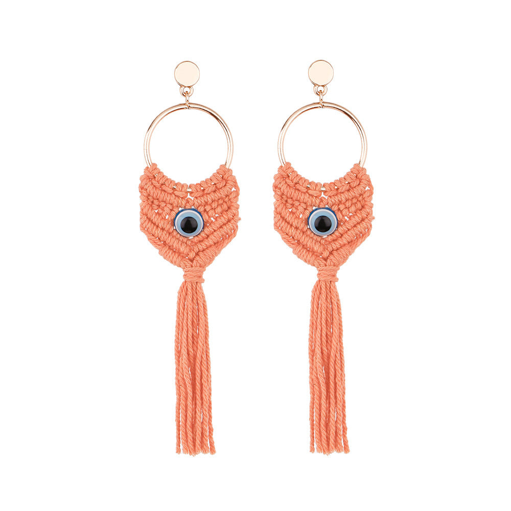 Wholesale Ethnic Tassels Bohemian Style Large Circle Handmade Earrings