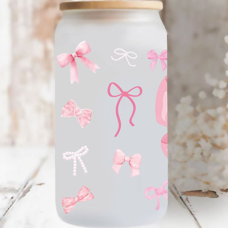 Wholesale colorful bow 16oz Cup UV DTF Wraps