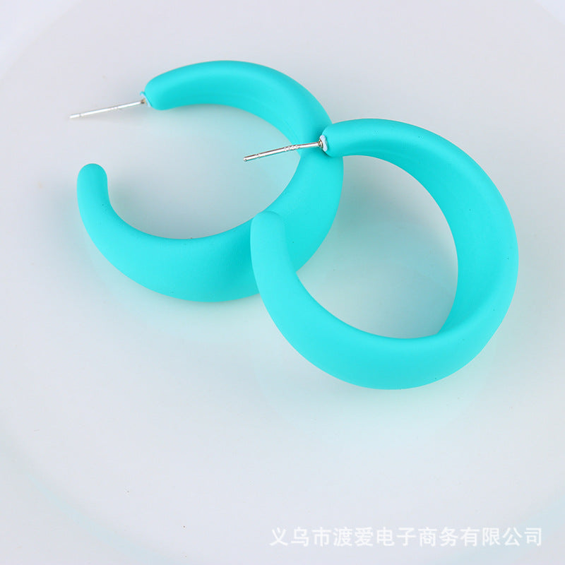 Wholesale Acrylic Baked Paint C-ring Geometric Earrings