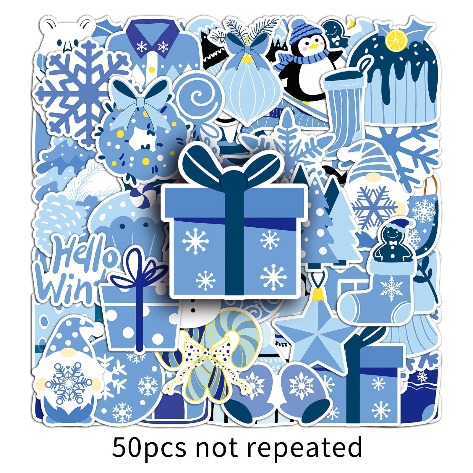 Wholesale 50pcs/ pack blue winter cartoon Christmasstickers