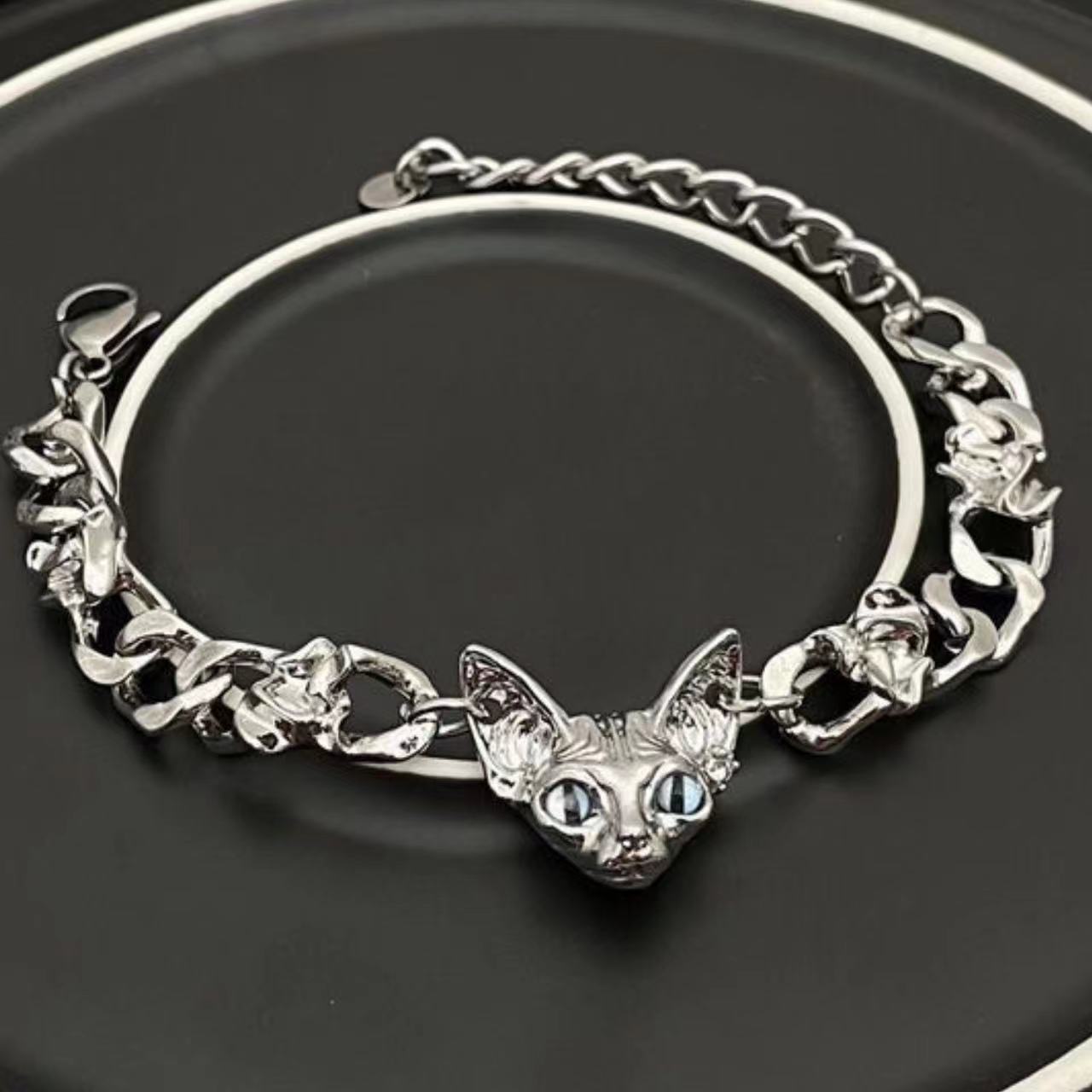Wholesale Dark Cat Titanium Steel Bracelet