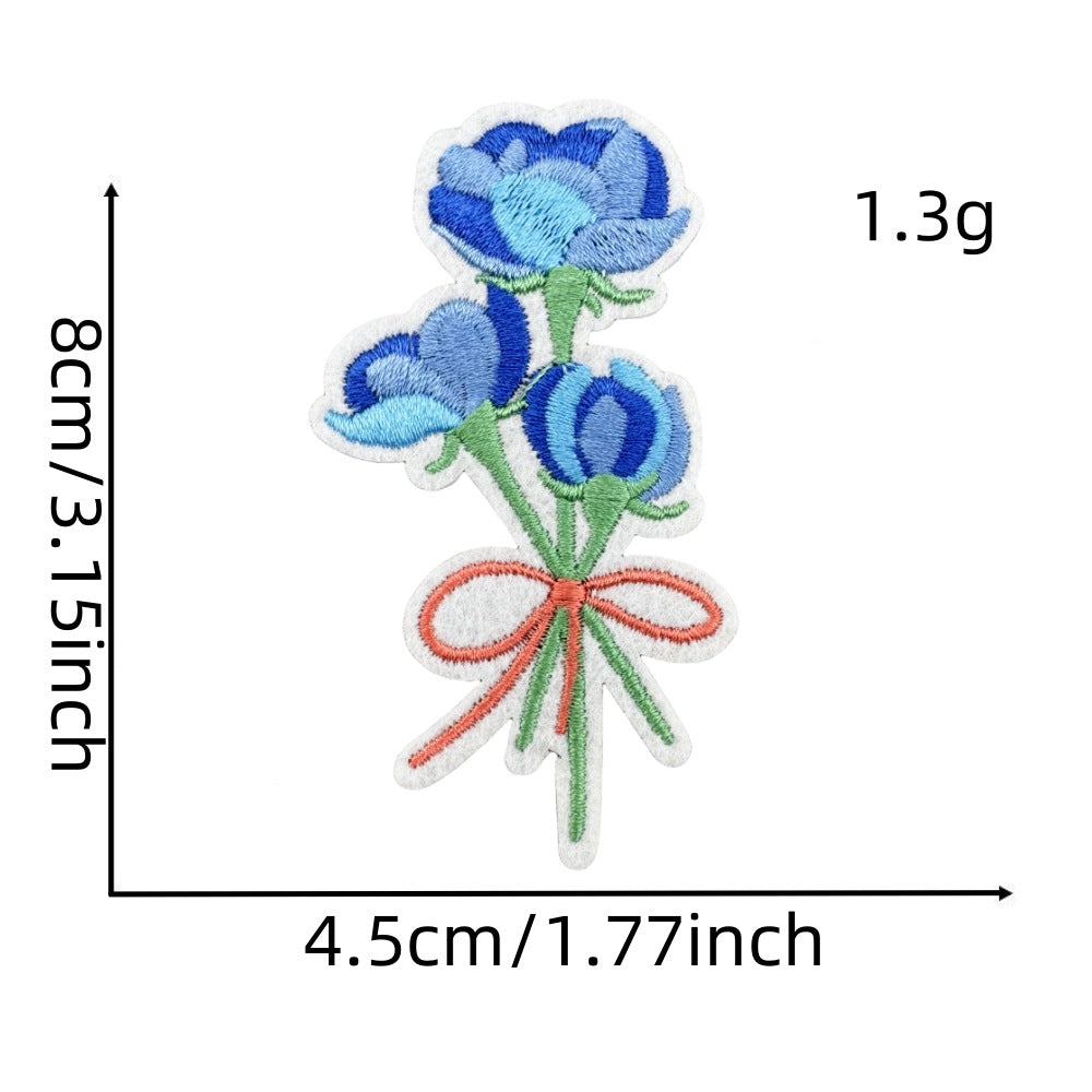 Wholesale Trendy Blue Series Embroidered Cartoon Candy Patches Cute Sew On Clothing Applique Everyday Craft Supply For Resale