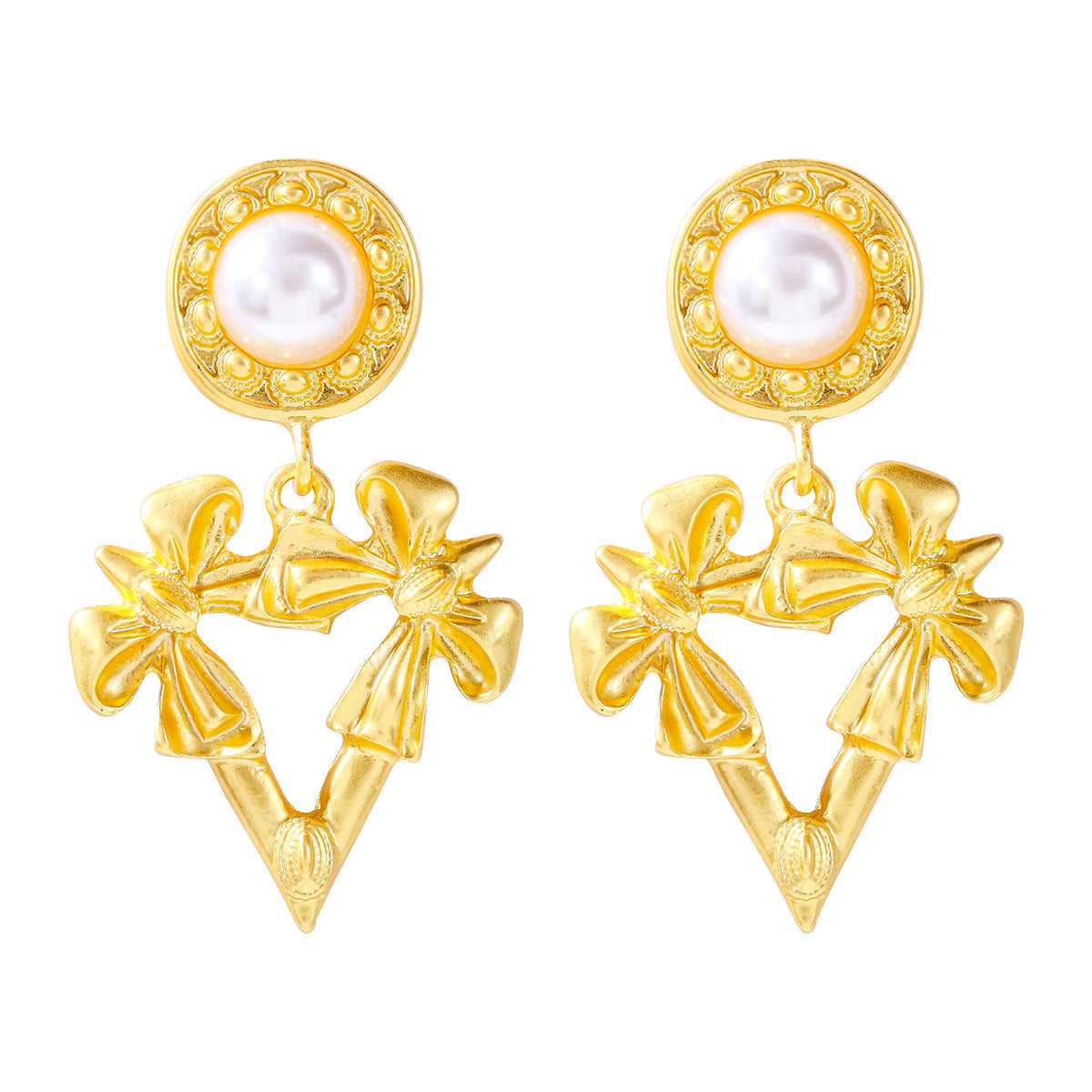 Wholesale Valentine's Day Butterfly Combination Gold Triangle Earrings