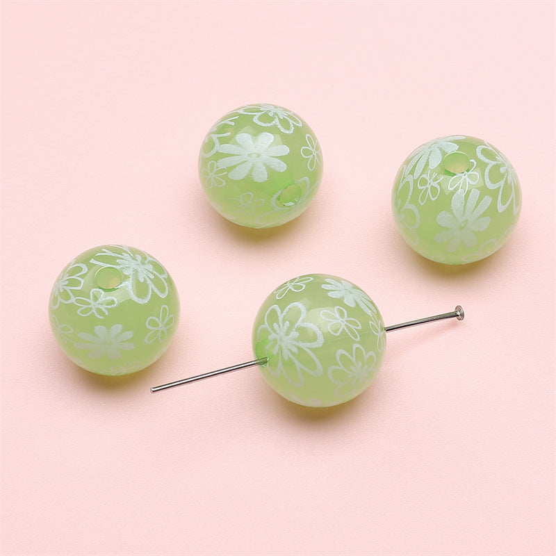 Wholesale  Printed Beads Cartoon Beaded Handmade DIY  Acrylic Beads