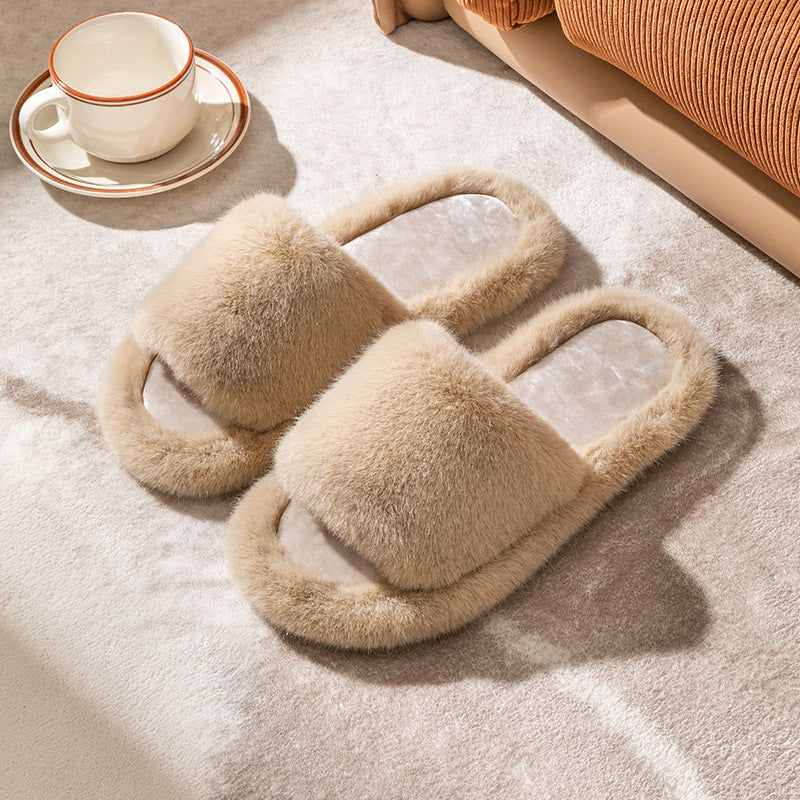 Wholesale Autumn and Winter Plush Open Slippers