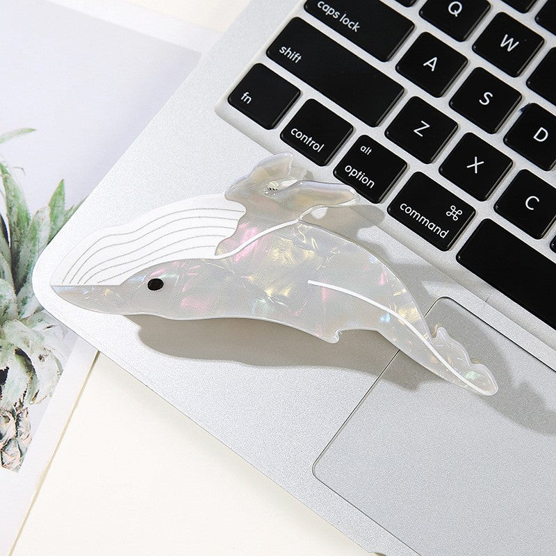 Wholesale Trendy Ocean Blue Whale Design Acrylic Hair Claw Clip For Casual Updo Styling Hair Accessory