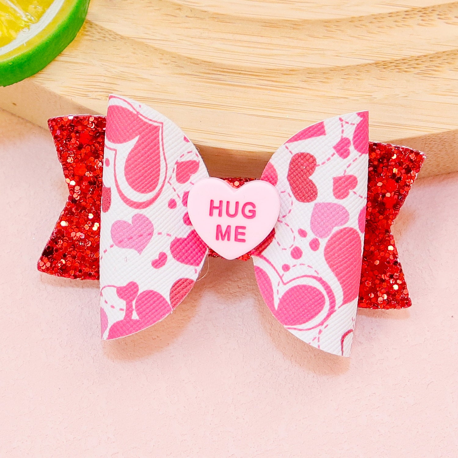 Wholesale Valentine's Day Love Letter Bow Fabric Hair Clips