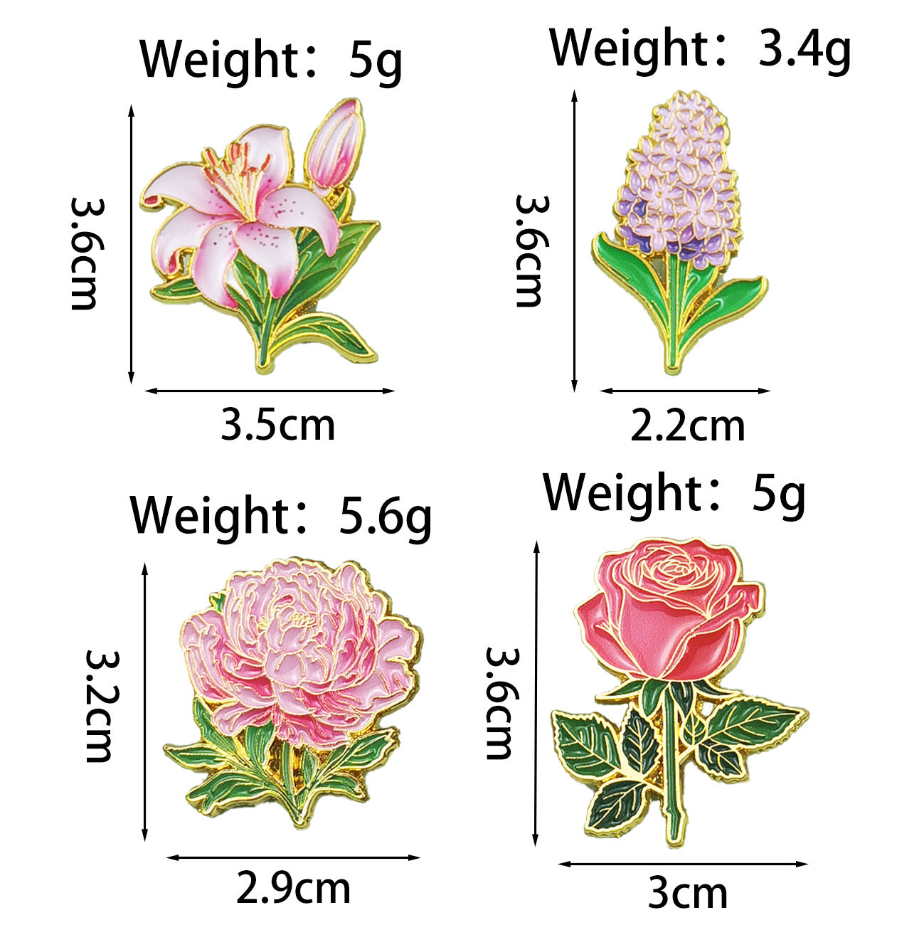 Wholesale Beautiful rose tulip flower metal brooch