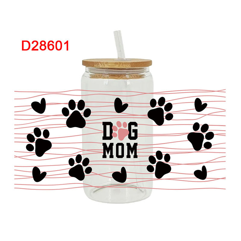 Wholesale Pink Cartoon Kitten Paw 16oz Cup UV DTF Wraps