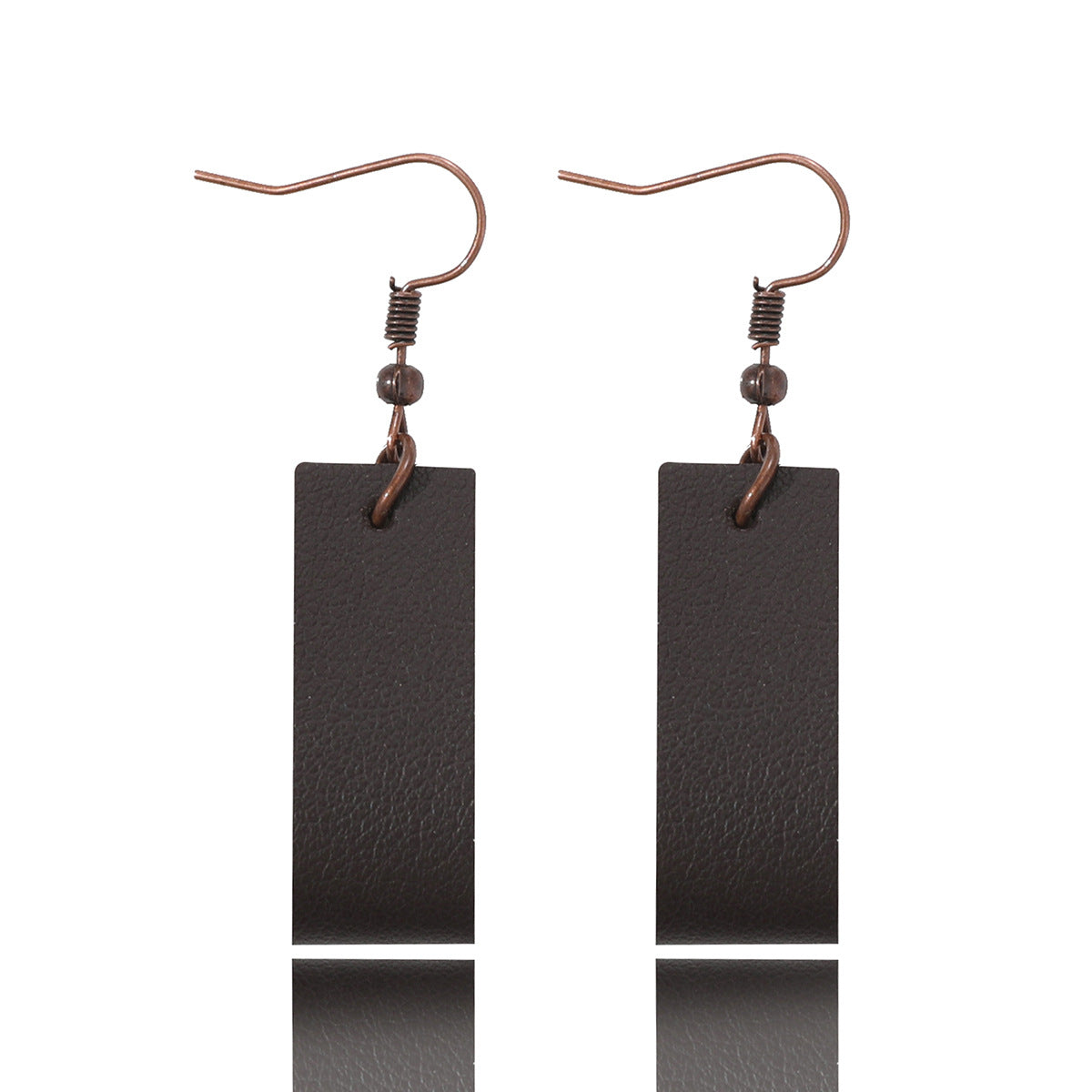 Wholesale Rectangular Lychee Pattern Leather Earrings