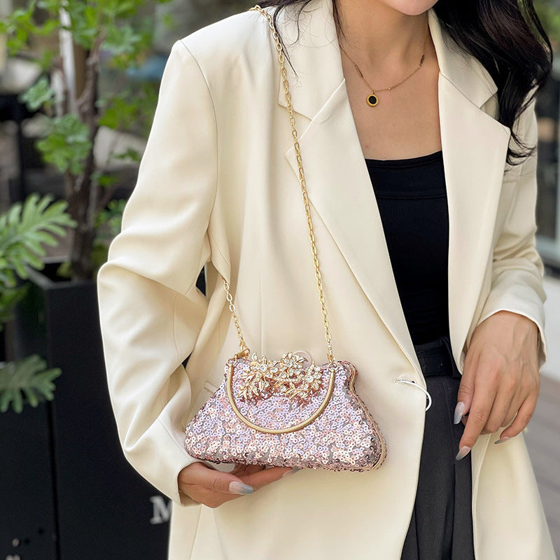 Wholesale Personalized Sequin Evening Bag  Niche Textile Shoulder Crossbody Bag