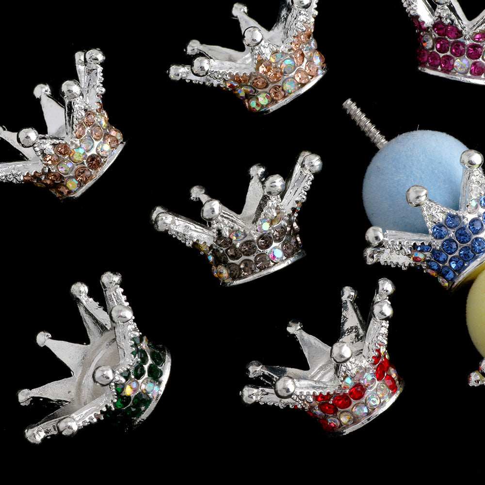 Wholesale 5pcs Colorful crown torus DIY spacer beads alloy full diamond