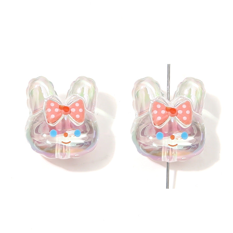 Wholesale  Acrylic Colorful Graffiti Round Beads Rabbit Beads