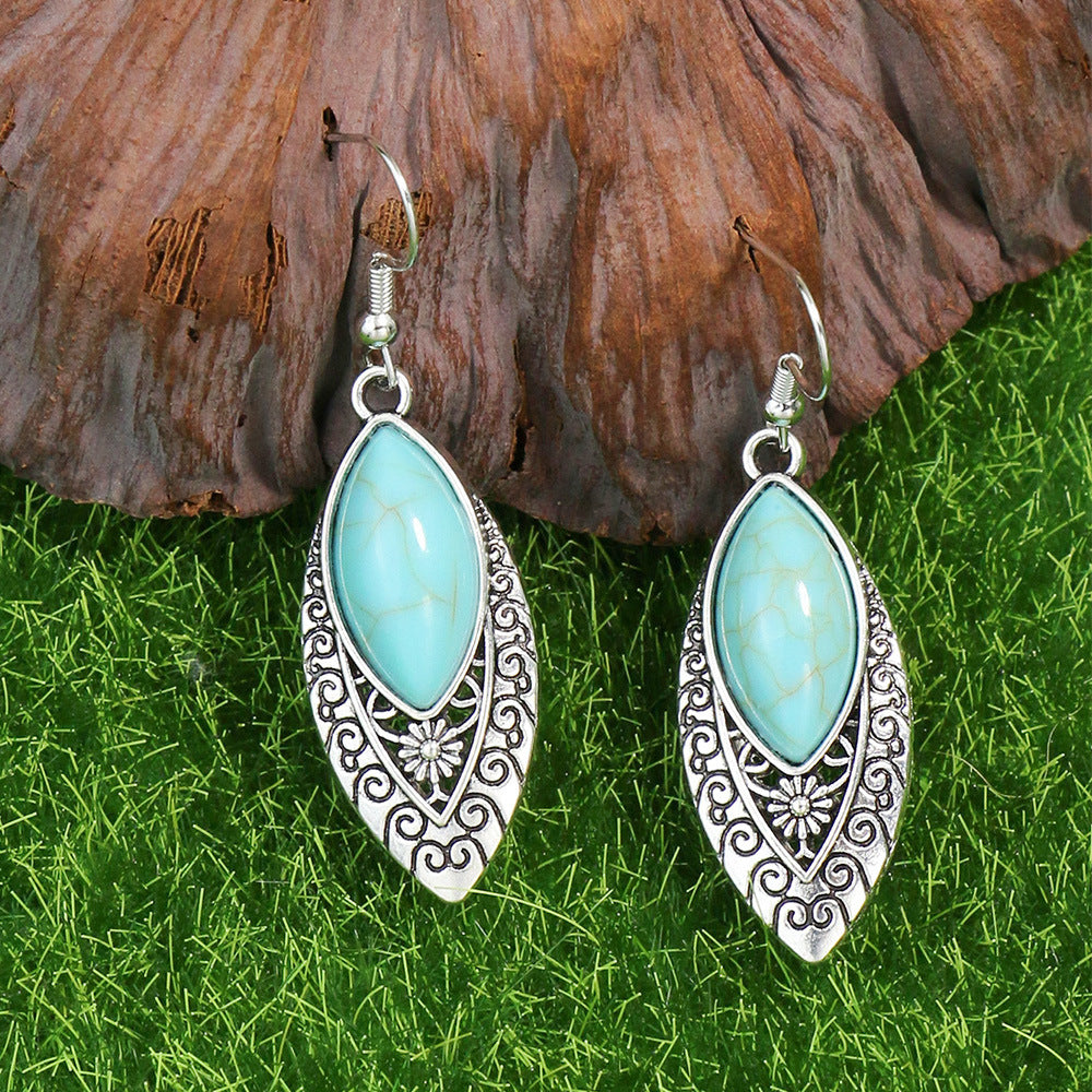 Wholesale Turquoise Bohemian Tassel Geometric Alloy Vintage Earrings