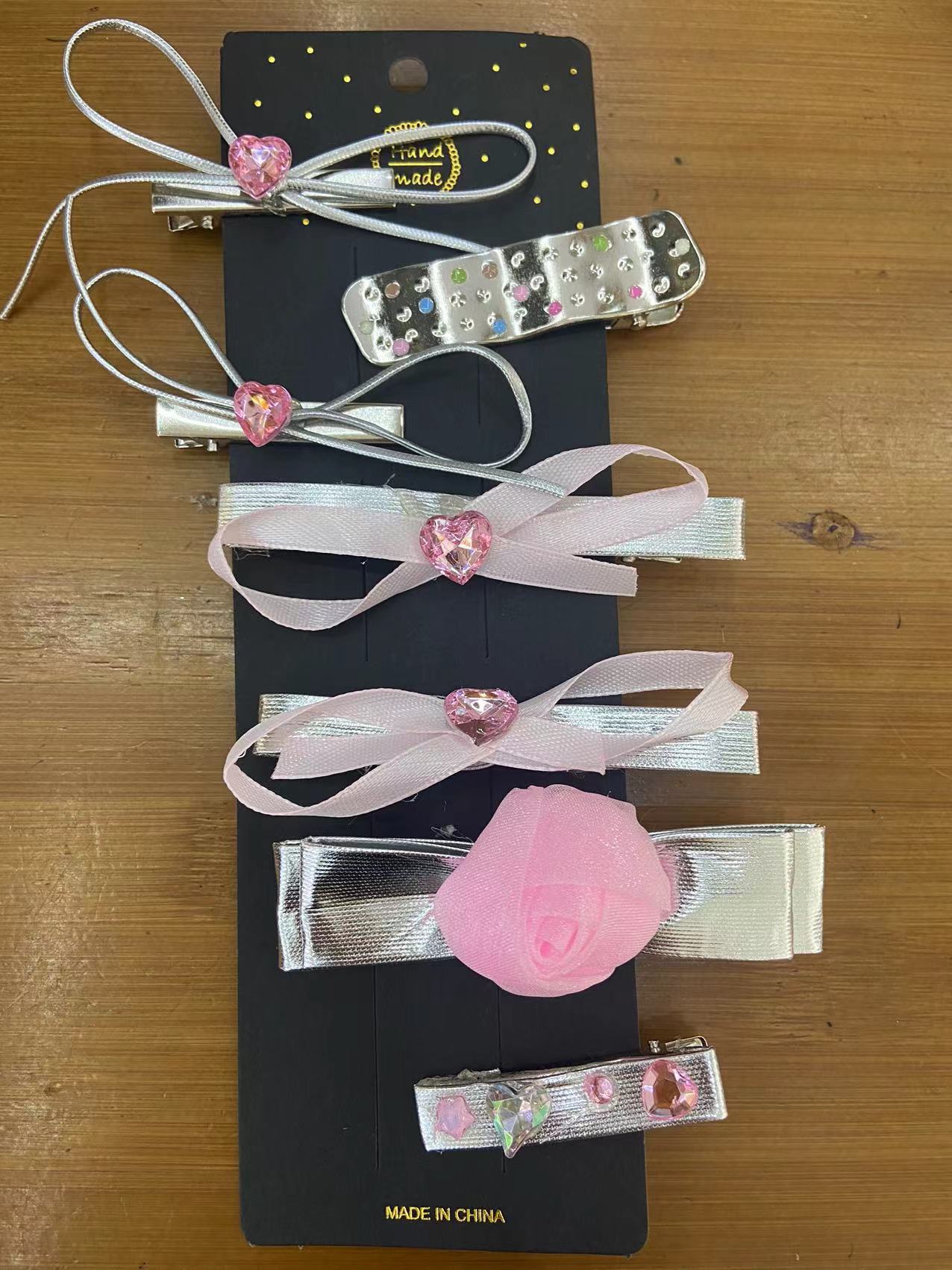 Wholesale Valentine's Day Silver Sweet Cool Women's Side Broken Metal Duckbill Clip Headwear