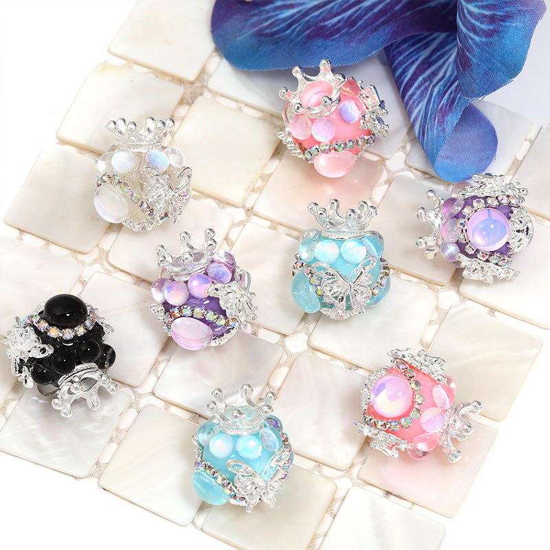 Wholesale 20pcs Crown diamond ball bead piece  Acrylic Beads