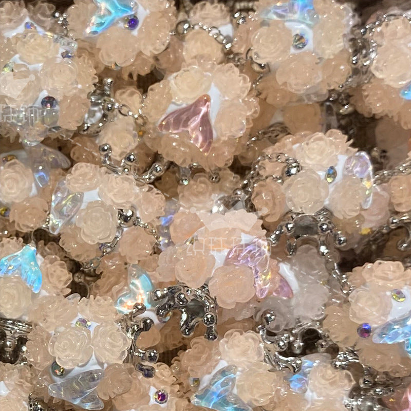 Wholesale 5PCS/PACK Crown Mermaid Tassel Soft Ceramic Drill Ball with Straight Hole Beads