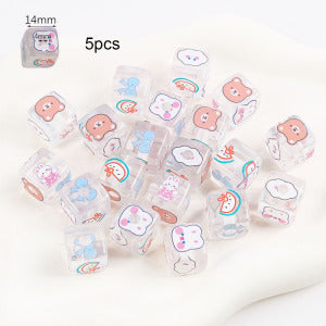 Wholesale 5pcs Cartoon Acrylic Cute Colorful Straight Hole Beads
