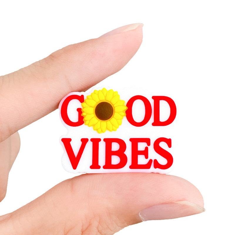 Wholesale 10PCS Good Vibes Silicone Cartoon Beads