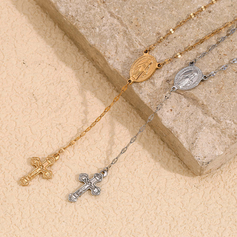 Wholesale Vintage Stainless Steel Plated Cross Chain Necklace