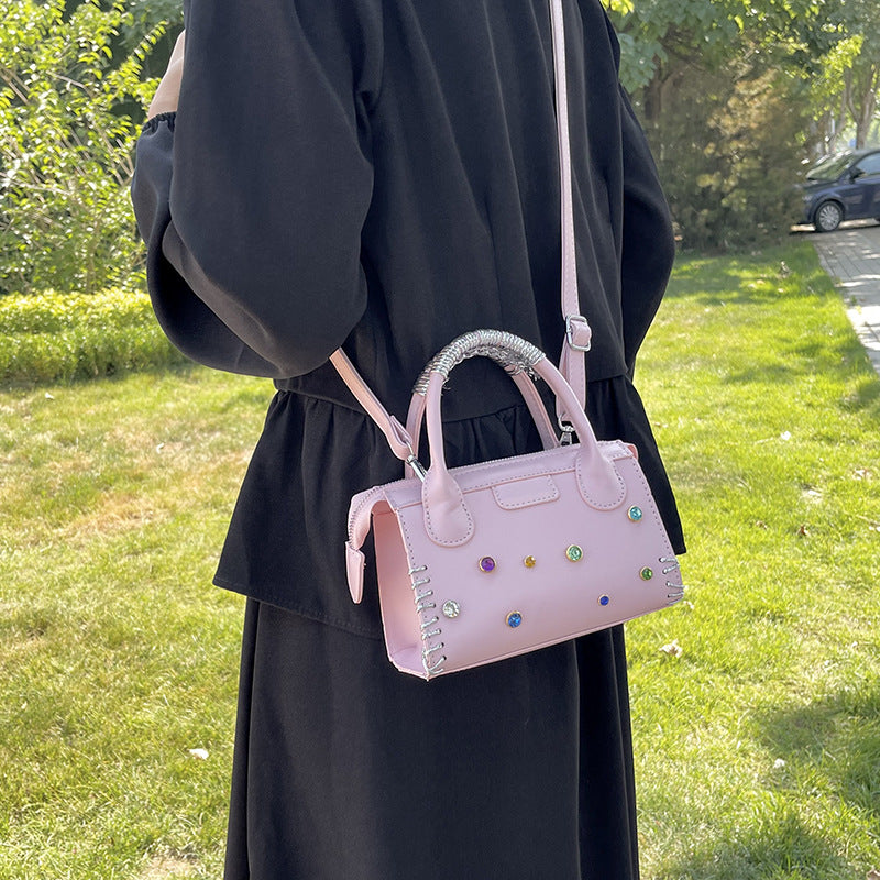 Wholesale PU Colored Diamond Small Square Bags