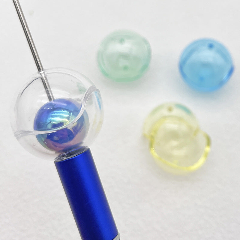Wholesale Transparent Spherical Shell Hemispherical Shaped Round Ball Straight Hole Beads