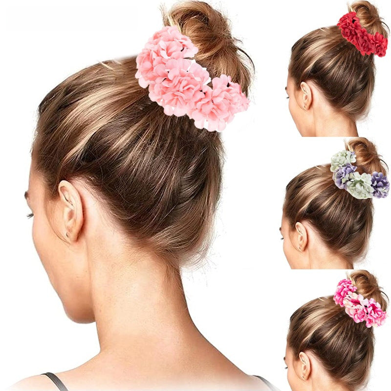 Wholesale spring and summer simulation fabric flower elastic Bohemian hydrangea holiday head rope