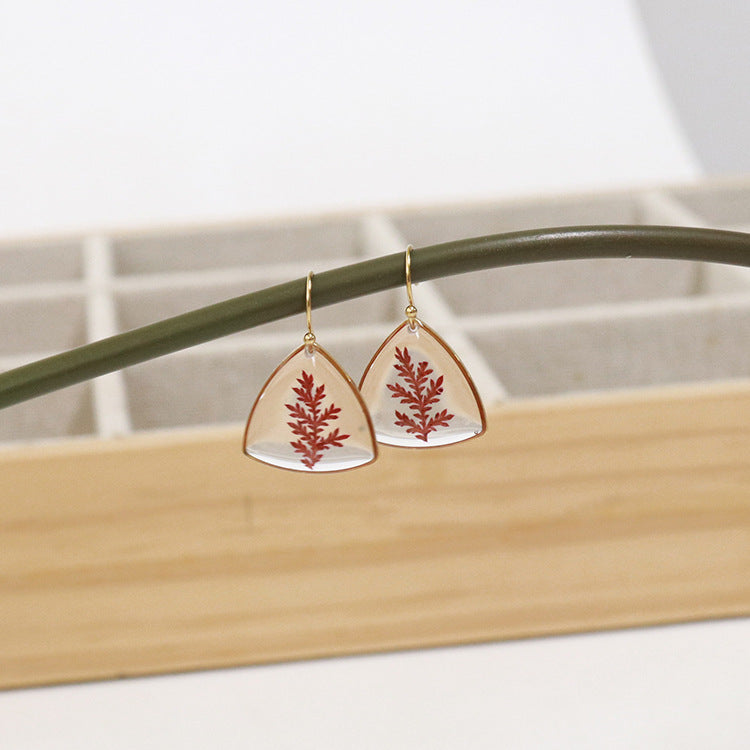 Wholesale 6pcs Geometric Colorful Dried Flower Earrings