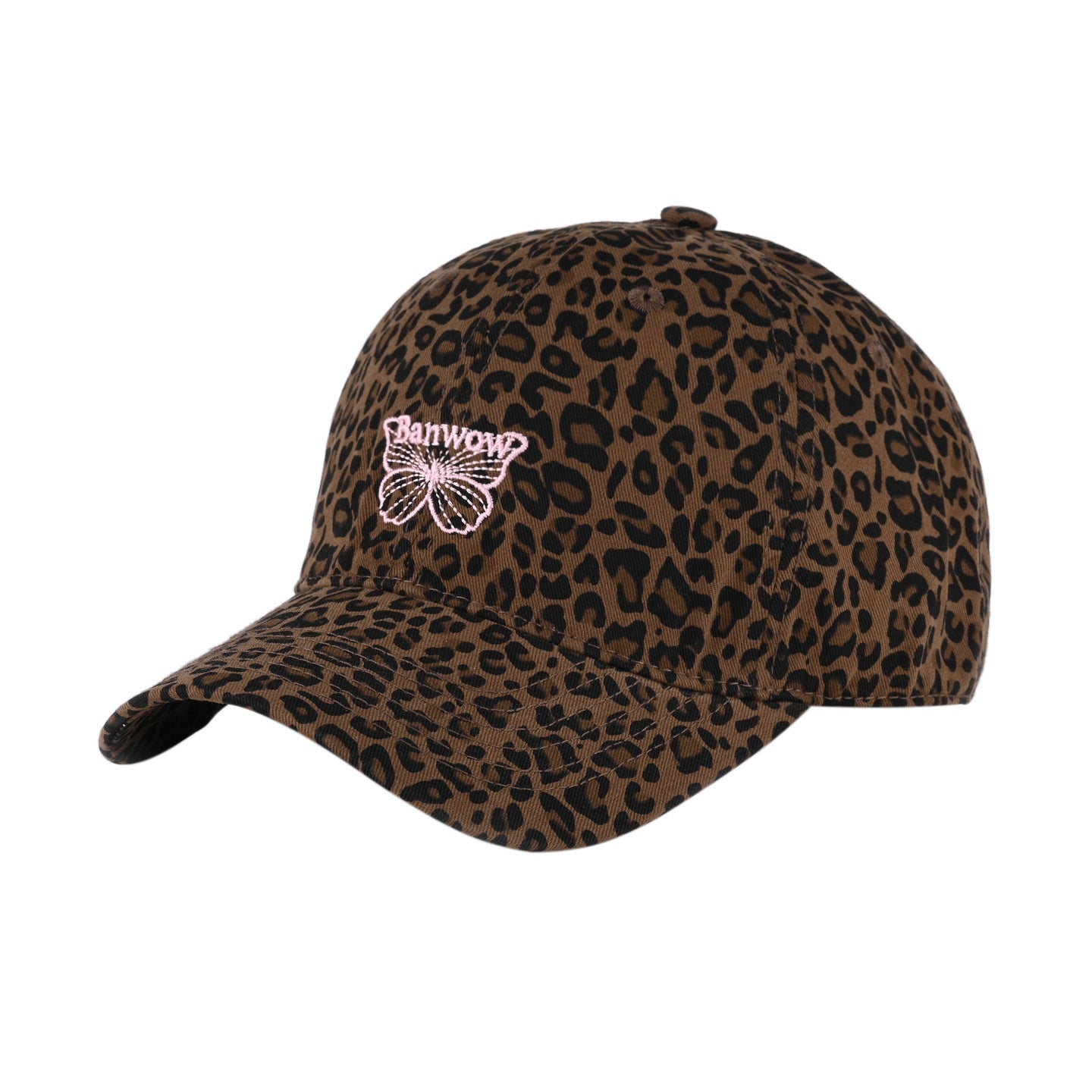 Wholesale Leopard Print Baseball Cap with Street Letters and Butterfly Embroidery