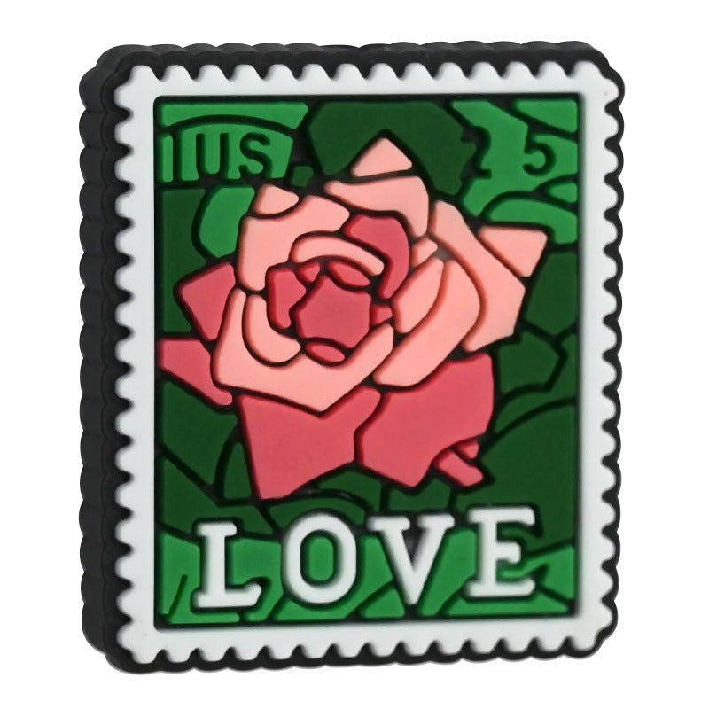 Wholesale Random 100pcs Valentine' s Day series cartoon PVC soft rubber double-sided beads