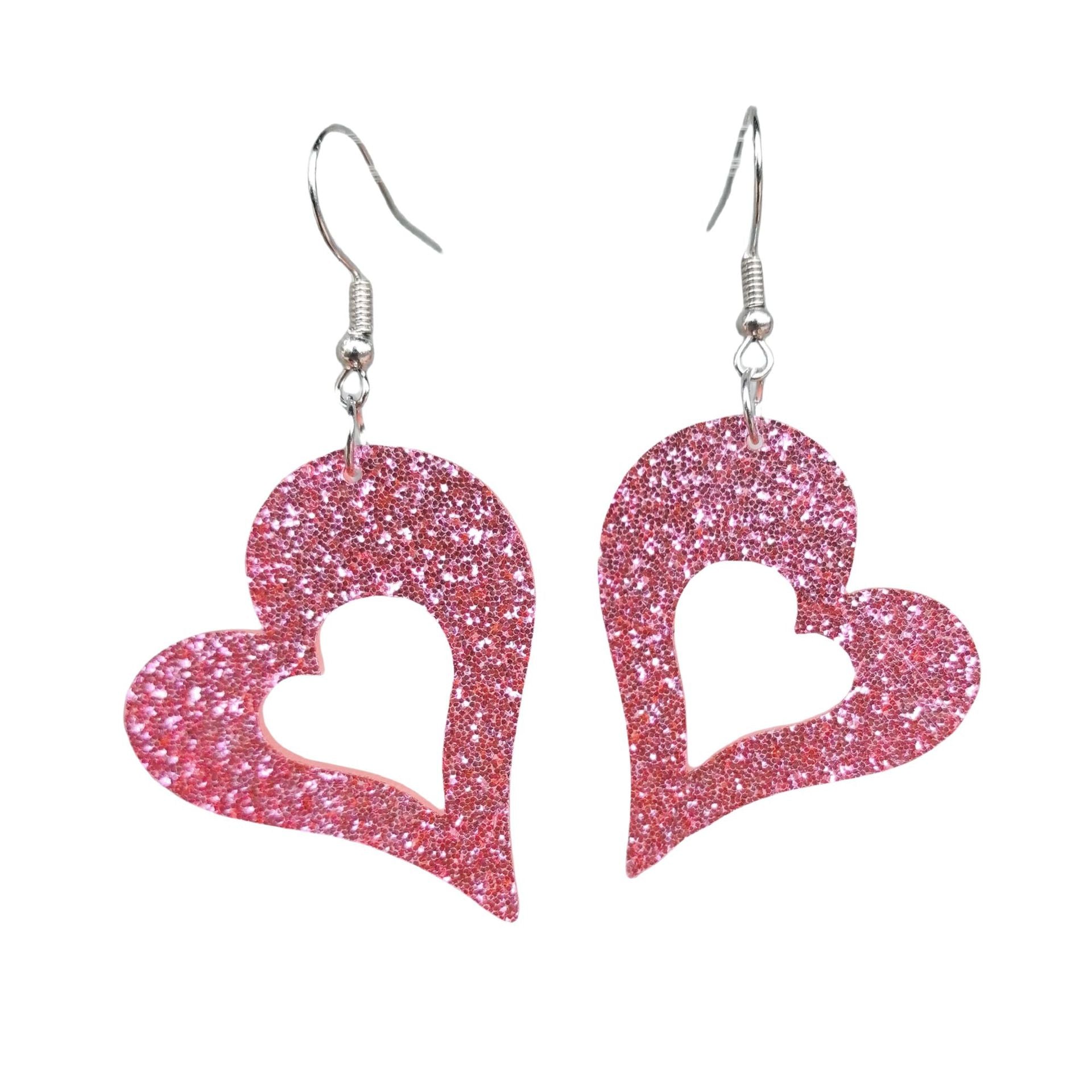 Wholesale Valentine' s Day series pink red sequin love acrylic earrings