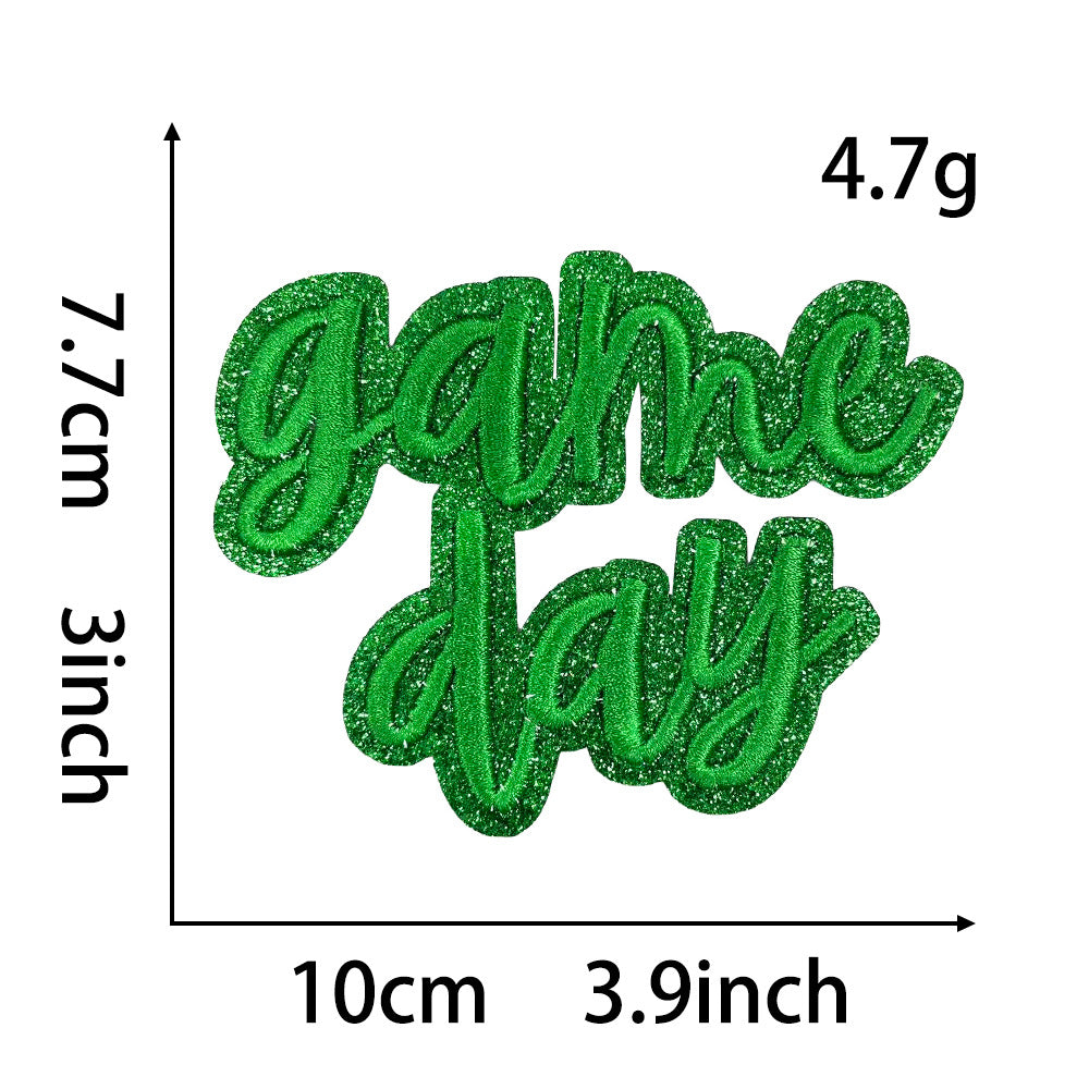 Wholesale Gameday Football Glitter Embroidered Patch 10Cm DIY Iron On Applique For et Party Craft Supply