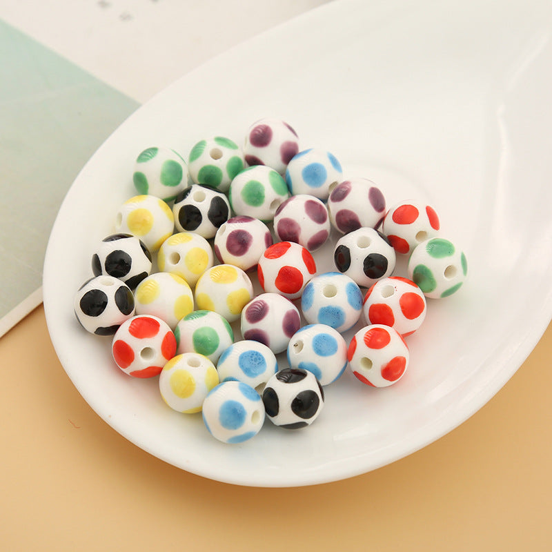 Wholesale 5pcs/pack Colorful Ball Ball Painted Ceramic Small Round Beads