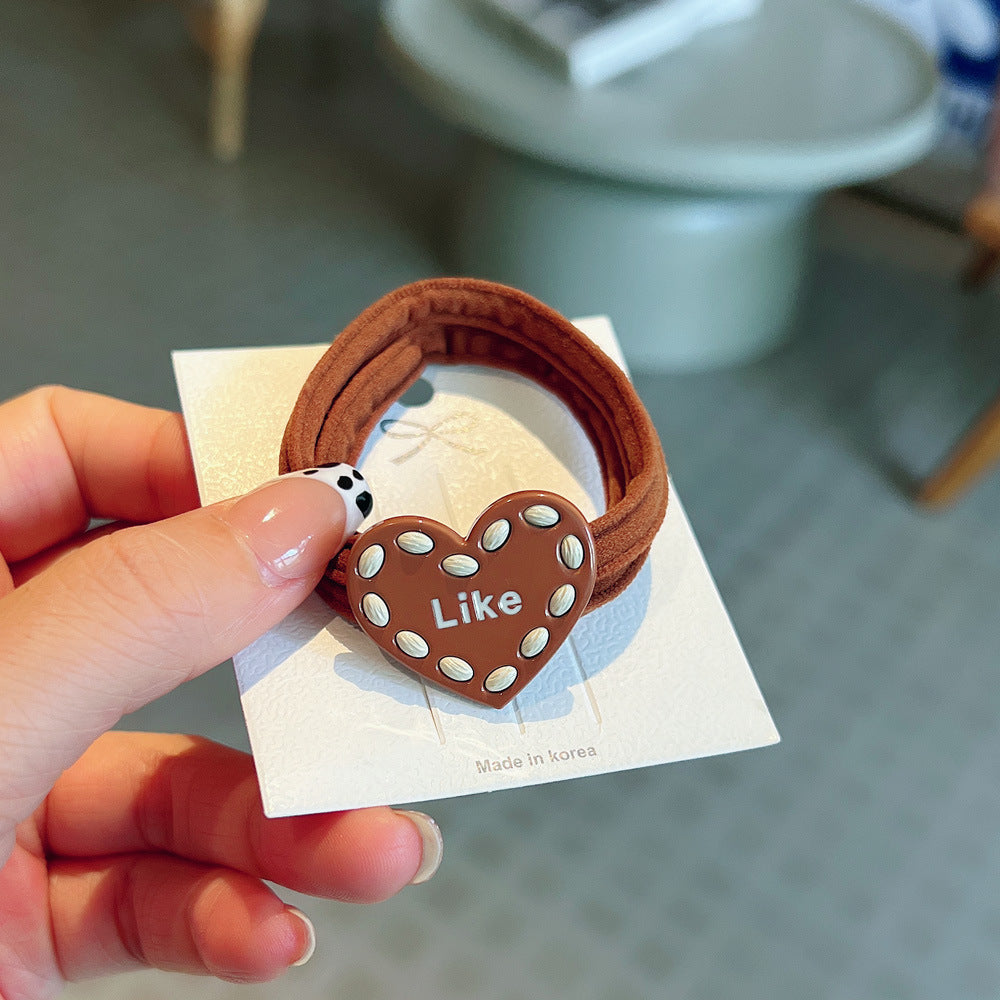 Wholesale of Autumn and Winter Alloy Love Color Matching Towel Rings and Hair Ropes