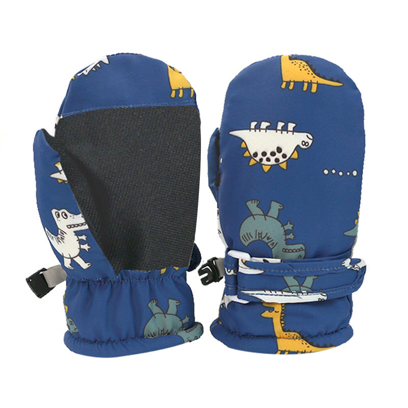 Wholesale Children's Ski Anti-slip Warm Quick-drying Waterproof Plus Fleece Gloves