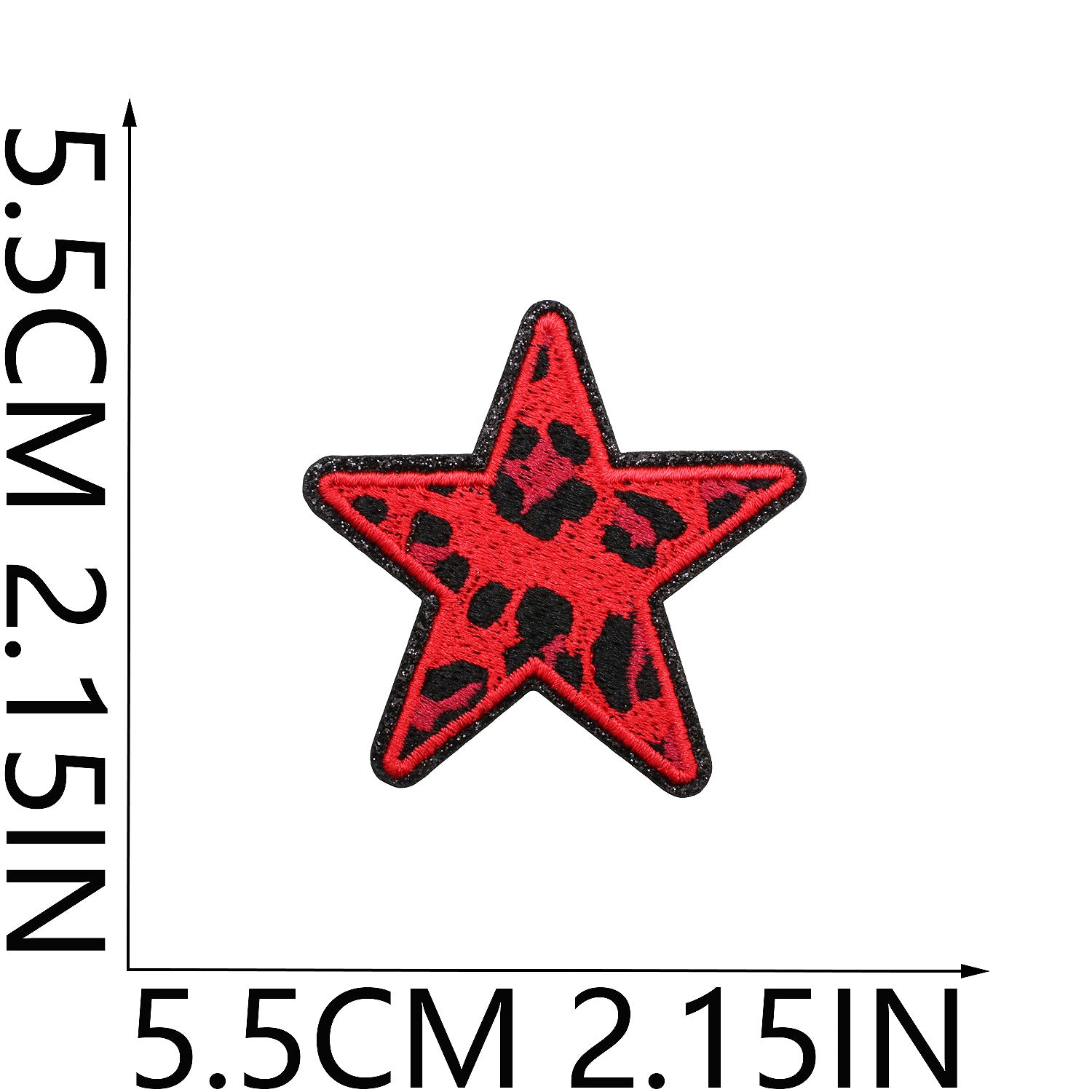 Wholesale Leopard Print Glitter Star Embroidered Patch Polyester Applique For Clothing Bags DIY