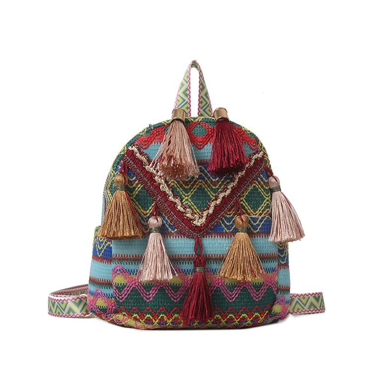 Wholesale Ethnic Style Tassel Mini Canvas Backpack