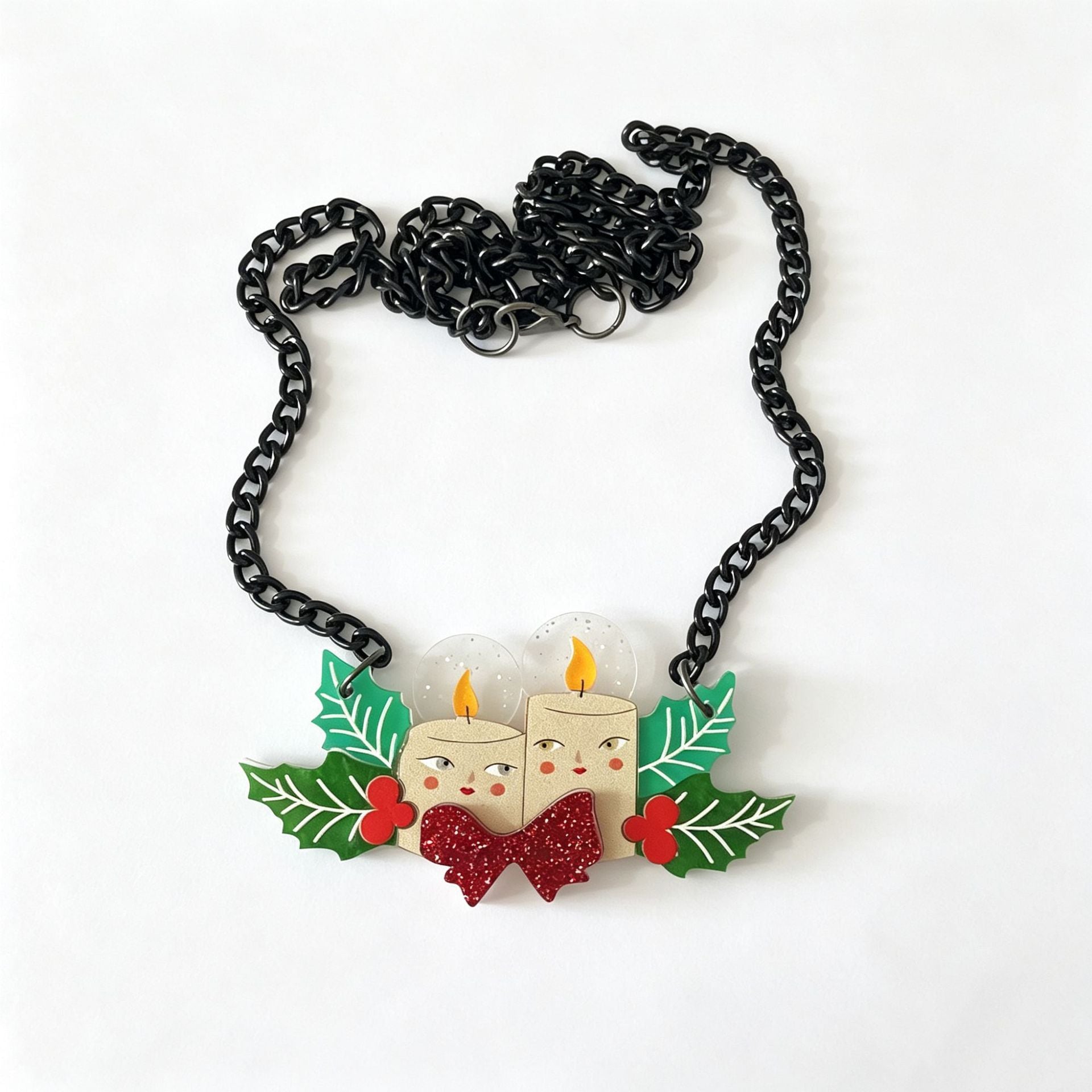 Wholesale Acrylic Christmas Candle Necklace Funny Novelty Pendant Fashion Jewelry Accessory For Casual Wear Or Boutique Resale